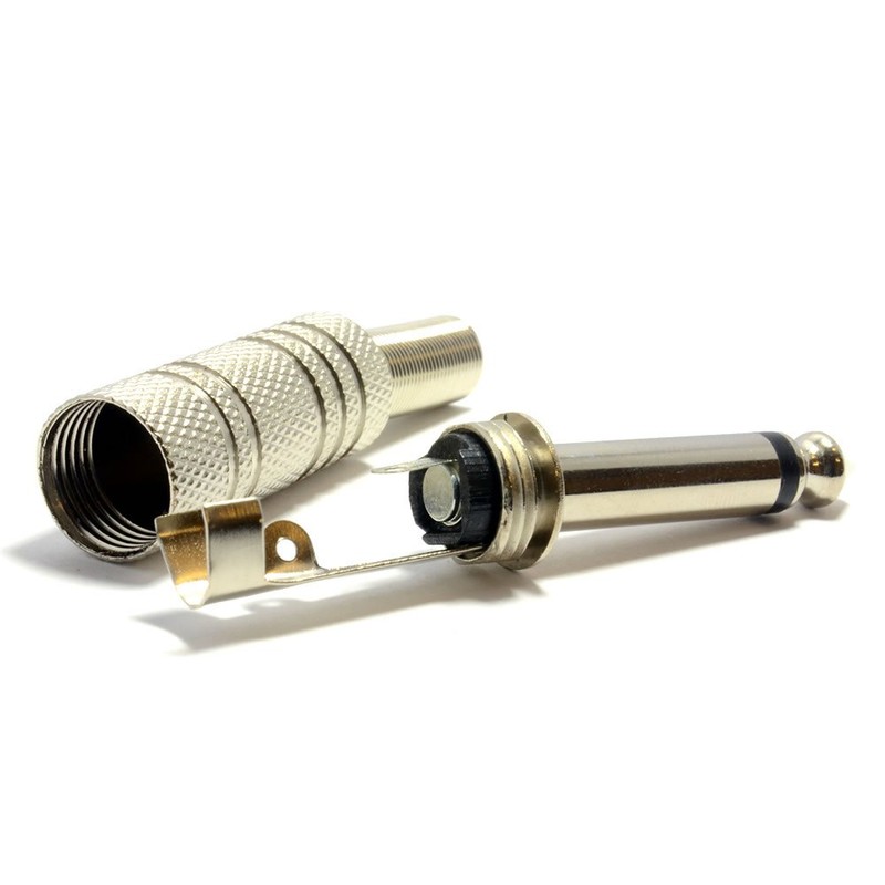 6,35 mm Metall Mono Klinkenstecker Stecker & Strain Relief Guitar/Speaker