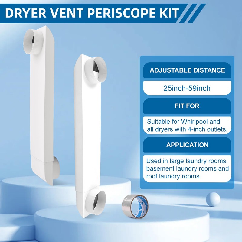 25-55 Inch-Periscope Dryer Vent Flat Dryer Vent Duct 4 Inch