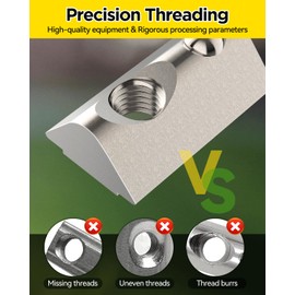 GZBEVITAR Ball Spring T Slot Nut, 4040 Series M6 Ball Loaded Elastic T Nut - 100Pcs, Roll in for 4040 Series Aluminum Extrusion Profile Fits 8mm T Slot Width, Slot Depth 7.8mm to 8.3mm (100 Pcs)