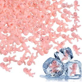 Messar 200 Pieces Mini Plastic Babies, 1 Inch Baby Doll for Baby Shower Party Favors Ice Cube Game Party Decoretions Baby Bathing and DIY Crafting (Rose Red)
