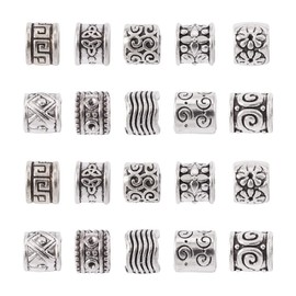 Cheriswelry 100Pcs Alloy Large Hole Spacer Beads Tibetan Column Beads Antique Silver European Beads Metal Spacers 8-10mm for Hair Crafts DIY Snake Chain Bracelet Jewelry Making Supplies