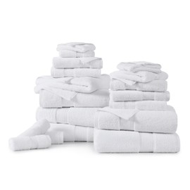 LANE LINEN LANE LINEN White Bath Towels - Bath Towels Sets for Bathroom, Zero Twist, Quick Dry, 6 Bath Towels, 6 Hand Towels, 6 Wash Cloths, 100% Cotton Towels for Bathroom, Soft, Extra Absorbent Shower Towels
