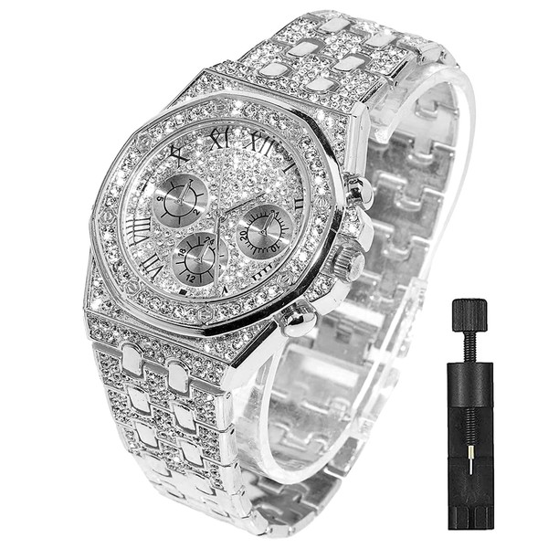 Apzzic Gold Plated Iced Out Watch Diamond CZ 40mm Width