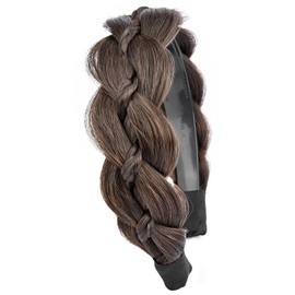 Oplira Wide Braid Headband with Teeth Synthetic Hair Braid Headband Hair Band Plaited Hairband For Women (Copper Brown, Free Size)