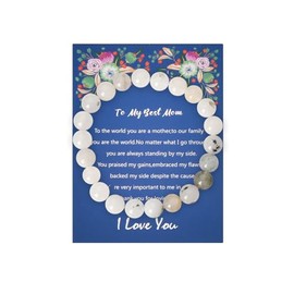 To My Mom Bracelet Gifts for Birthday Mothers Day Gifts for Mom Mommy Mama from Daughter Son Healing Natural Stone Beaded Bracelets for Women Best Mom Ever Gifts for Christmas Moms Day Gift Ideas