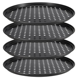 MOUYAT 4 Pack 12 Inch Pizza Trays with Holes, Non-Stick Pizza Pan Set, Carbon Steel Round Baking Sheet Trays for Home Kitchen Oven