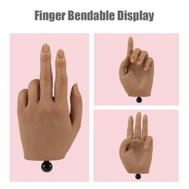 Practice Hand for Acrylic Nails with Stand Bracket, Silicone Fake Hands to Practice Fake Nails Mannequin Hand for Nails Practice and Nail Art Color2 Single Left Hand