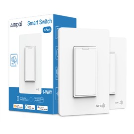 Ampai HomeKit Smart Switch Connects via NFC Tap, Easy Setup, 2.4G WiFi Smart Light Switch, Single-Pole Light Switch Works with Homekit, Siri, Alexa & Google Home, Neutral Wire Required