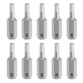 sourcing map 10pcs H3.0 Hex Screwdriver Bit 1/4" Hex Shank 25mm/1" Length Magnetic Hexagon Head Hex Bits S2 Steel Screw Driver Bit for Impact Electric Screw Driver Power Tools