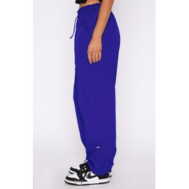 DISCIPBUSH Cargo Pants Women Baggy - Parachute Pants for Women, Rave Y2K Festival Outfits Cobalt Blue S