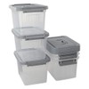 Gloreen 6 Quart Small Storage Bins with Handle, Stackable Plastic