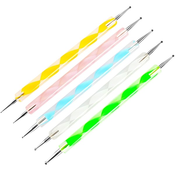 5pcs 2 Way Dotting Pen Tool Nail Art Tip Dot