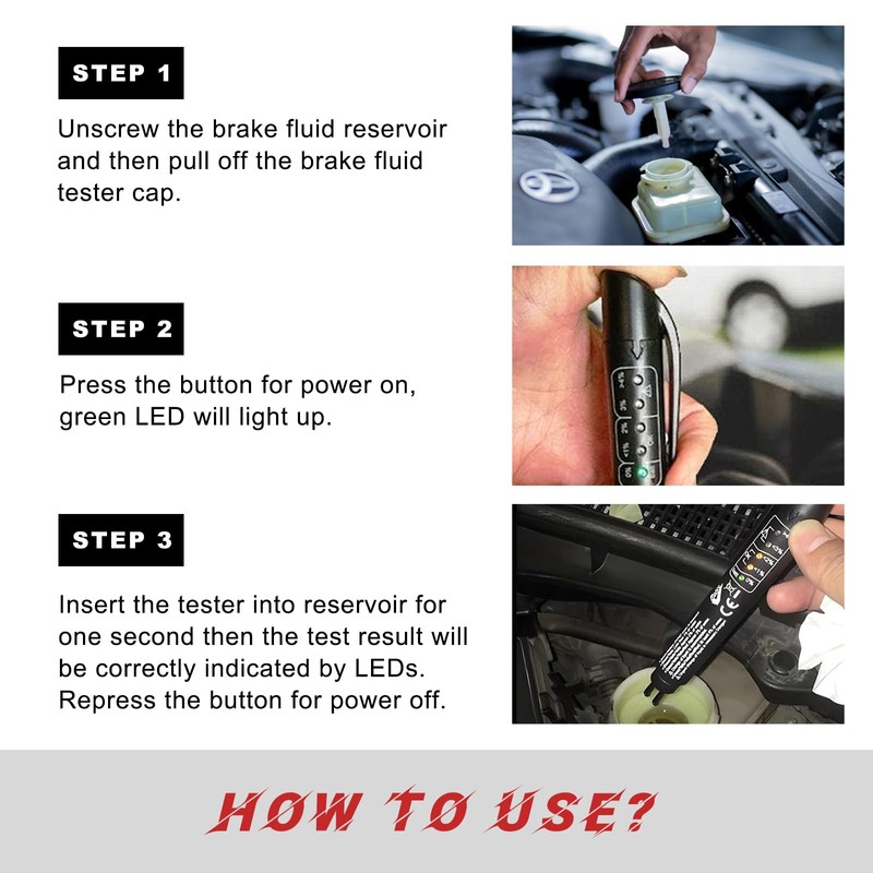 Gasedin Brake Fluid Liquid Tester Pen, DOT 3 DOT 4