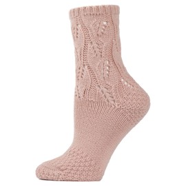 MeMoi Women's Pointelle Sweater Knit Cozy Soft Crew Socks Blush Pink One Size
