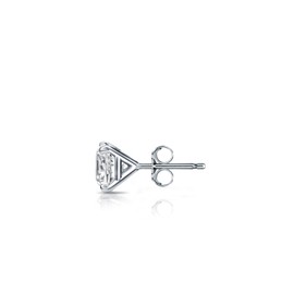 14k White Gold Cushion Diamond Simulated Cubic Zirconia SINGLE Stud Earrings 4-Prong(1/3cttw,Excellent Quality)