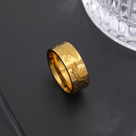 kkjoy Whale of the Sea Ring Mountain Chain Ring Spiral Ring Stainless Steel Your Side Face Promise Ring Jewellery Gift for Women Men, Stainless Steel, No Gemstone