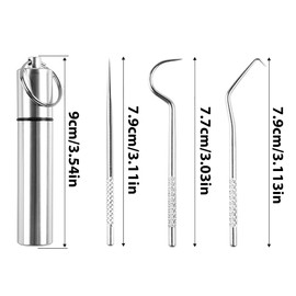 1Pcs Toothpick Holder with 304 Stainless Steel Toothpicks Set Reusable Titanium Toothpick Waterproof Metal Pill Box with Key Chain Travel Toothpick In Case for Outdoor Activities and Travel