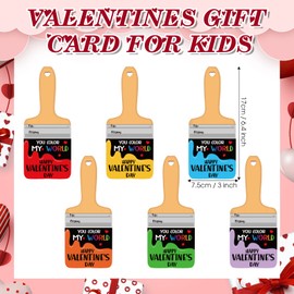 24 Pcs Valentine's Day Cards for School 24 Pcs Mini Watercolor Kids Paint Set with 24 Seal Bags 2 Sheets Glue Points for Class Valentine Gift, to Color for Party