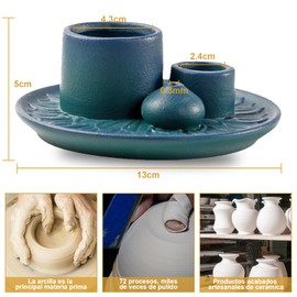 TDVCVZSD Porta Incienso de cerámica versátil, Quemador de Incienso de Palo Santo, Porta Velas con Bandeja recolectora de Cenizas, Resistente y Estable para Salvia, Varillas de Incienso o Velas (Azul)