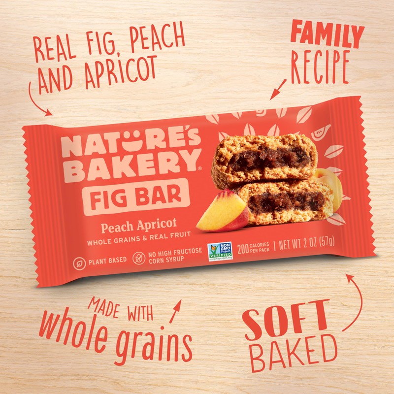 Nature’s Bakery Whole Wheat Fig Bars, Peach Apricot, Real Fruit,
