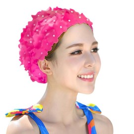 Floral Swimming Cap Women Swimming Cap for Long Hair Short Hair Vintage Swimming Cap Hat Flower Bathing Cap Super Elastic Swim Caps Lightweight Swim Hat Shower Cap Diving Hat for Women Ladies Teens