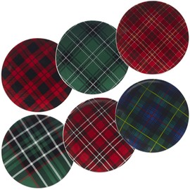Christmas Plaid 8.25" Salad/Dessert Plate, Set of 6 Assorted Designs