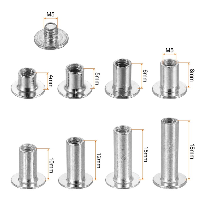 sourcing map 110 Sets Chicago Screw Rivets Metal Phillips Head