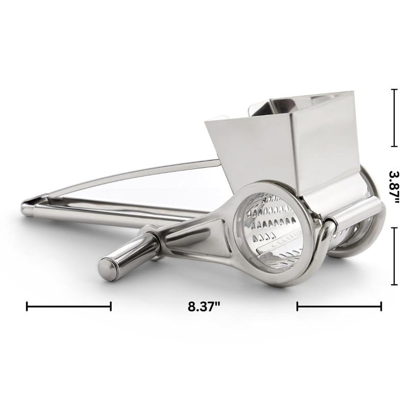 Fantes Rotary Cheese Grater, 18/8 Stainless Steel, The Italian Market