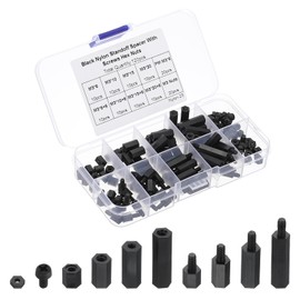 PATIKIL M3 ナイロンスペーサー 120個のメス-オススタンドオフスペーサー ネジ付き六角ナット付き PCBマザーボード 回路基板 スイッチ コンセント用 黒