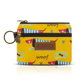 Energather Cute Coin Purse, PU Leather Coin Pouch Coin Purse Pouch with Lovely Cartoon Print, Change Purse with Key Chain, Portable Coin Holder Pouch with Zippers for Lipstick, Key (Yellow)