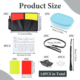 Referee Set for Football with Red Yellow Card Whistle Score Cards Card Case Lanyard Mouth Guard Writing Pad Complete Umbrella Set for School Training Youth Sports Club Games Tournaments