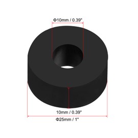 PATIKIL Anti-Vibration Spacers Rubber Damping Gasket Rubber Spacers Multi-Purpose 8 Pcs 25mm OD x 10mm ID x 10mm Thick Insulation Pad Rubber Washer for HVAC Machine Bolts Black