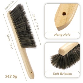 Rbenxia 2 Pieces Wooden Handle Bench Brushes Horse Hair Brushes Soft Bristles Dust Brush