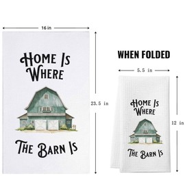 ZJXHPO Farming Kitchen Towel Home Is Where The Barn Is Dishes Towel Farmhouse Kitchen Decor Farmer Tea Towel (Barn Towel)