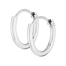 NKlaus Pair of 585 Gold White Gold Hoop Earrings Round Gold Earrings 11 mm 2571, Yellow Gold