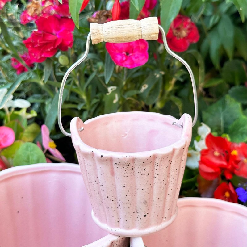 Darthome Pink Speckled Basket Pots Set Of 3 Ceramic Small