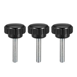 sourcing map M5 x 25mm Metric Male Thread Knurled Clamping Knobs Grip Thumb Screw on Type Hand Clamping Handle Bolt with Plastic Knobs Black 3 Pcs