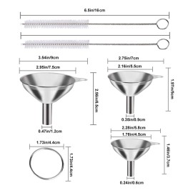 Mini Embudos De Cocina Para Llenar Botellas, Acero Inoxidabl Steel Color