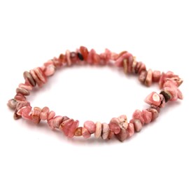 Taddart Minerals Pink Sliver Bracelet Made From Natural Gemstone Rhodochrosite on Elastic Nylon Thread - Handmade, Rubber