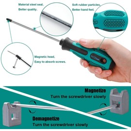 KAHEIGN 10Pcs Magnetic Screwdriver Set, 5 Size Heavy Duty Chrome Vanadium Steel Screwdriver 5 Flat & 5 Cross Head Screwdriver with Non-Slip Grip for Repair Home Improvement Craft - with Tool Bag