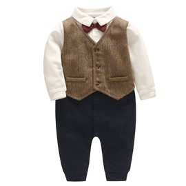 famuka Baby Romper, Formal Romper, Ceremony Outfit, Long Sleeve, Kids' Coverall, Children's Clothing, Baby Clothing, Boys, New Year, First Festival, Tango Festival, Centennial Day, First Eating
