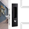 LWZH 6.3" Matte Black Privacy Pocket Door Lock Hardware, Invisible