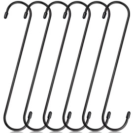 JatilEr S Hooks Large 9 Inch Pack of 6 Hooks for Hanging Anti-Rust S Hooks Black Kitchen Hooks High Load Capacity Hooks for Hanging Bird Feeders, Potted Plants etc