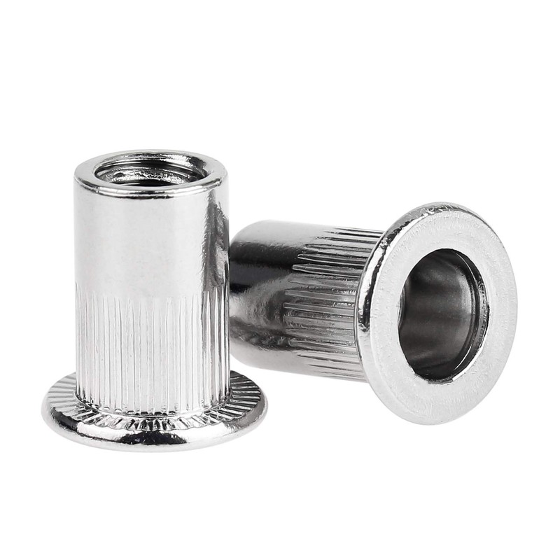 Powlankou 150 Pieces 1/4"-20 Stainless Steel Rivet Nuts Flat Head