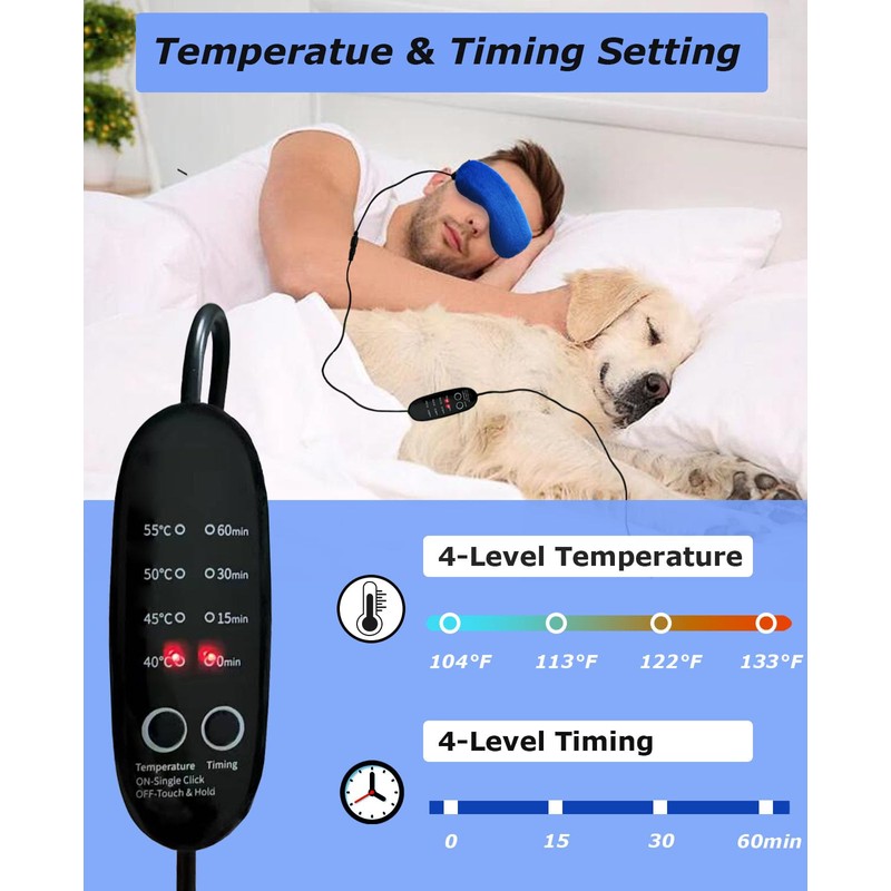 PJYU Heated Eye Mask, USB Warm Eye Compress with Flaxseed