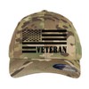 Veteran American Flag Embroidered Flex Fitted Hat. Custom Embroidered Baseball