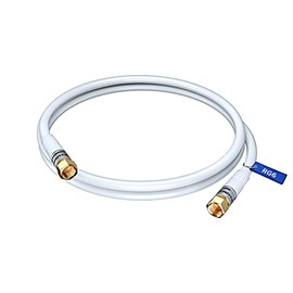 Coaxial Cable 2 ft Triple Shield - RG6 Coax Cable, TV Cable for Digital TV Aerial, Satellite Cable - Cable Cord Cable Wire- with Gold Plated F Connectors - White, 2 Feet