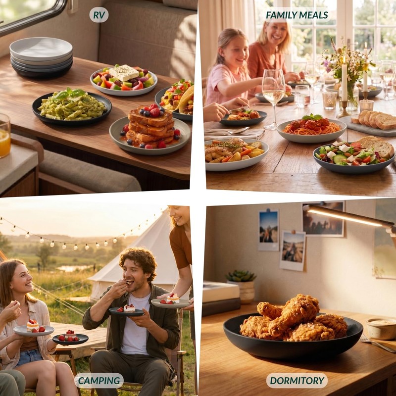 Homienly Deep Dinner Plates Set of 8 Alternative for Plastic