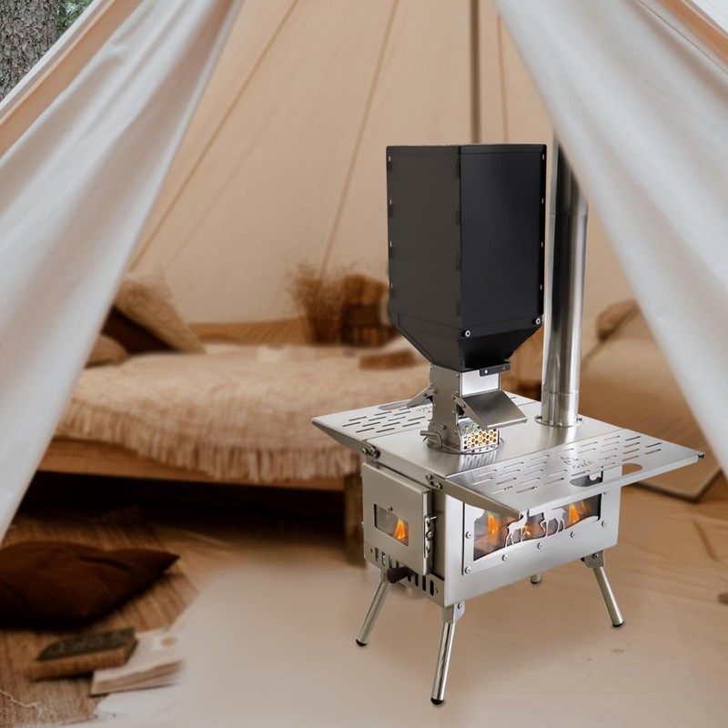 Outdoor Camping Stove Accessory Pellet Bin with Burner for Tent