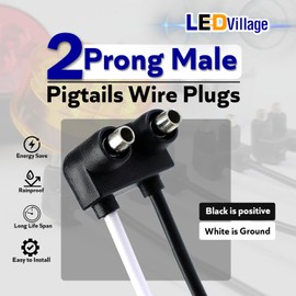 Ledvillage 2 Prong Male Wire Pigtail for Sealed Trailer Clearance, Side Marker Lights - 7 inch Long (4 Pcs)